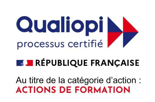 Logo Qualiopi, processus certifié, de la République française, au titre de la catégorie d’action « actions de formation ».